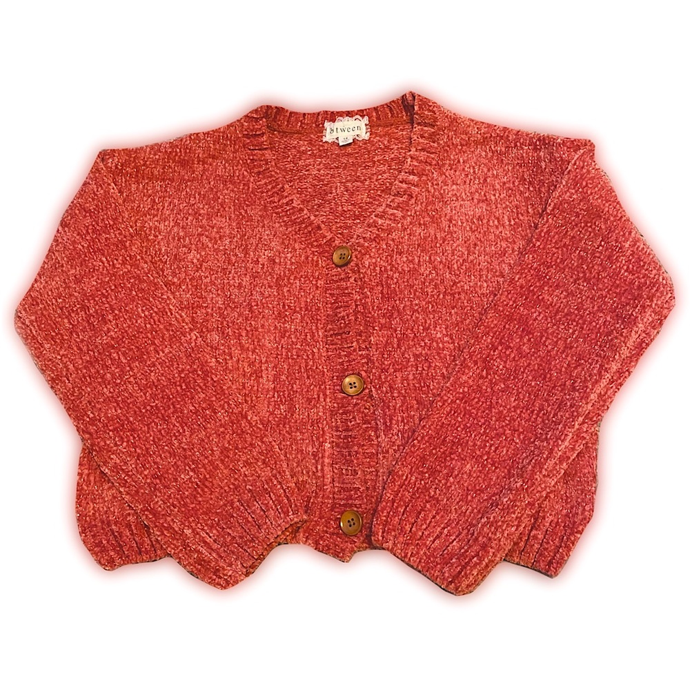 Unworn Coral Buttoned Knitted Long Sleeved Sweater
